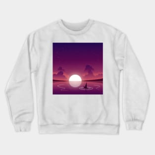 Sunset Paper boat at Dawn I Landscape Crewneck Sweatshirt